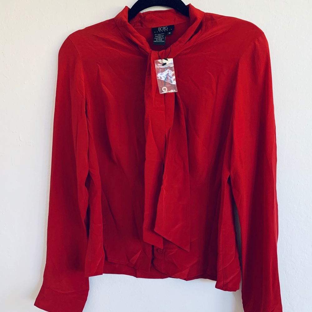 MACY’s Silk Tie Neck Blouse
